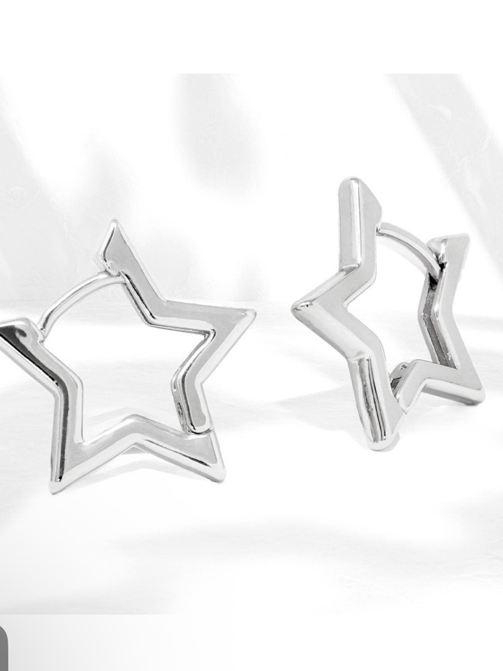 925 Sterling Silver Star Hoop Earrings